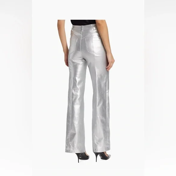 Cinq à Sept Women's Foiled Francine Pants, Silver, 0, Like New - Picture 4 of 6